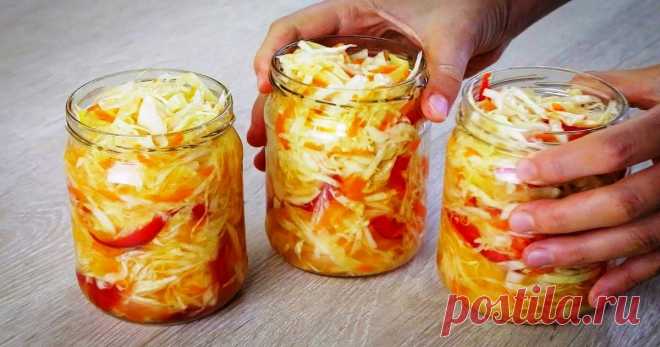 Вы перестанете квасить капусту. Самый вкусный салат на зиму: Быстрая маринованная капуста Салат получается очень вкусным, капуста хрустящая и сочная, дополненная вкусом болгарского перца.