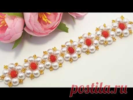 Плетем быстро и легко БРАСЛЕТ ИЗ БУСИН и бисера/Жемчужный браслет/ Браслет из бусин/Браслет