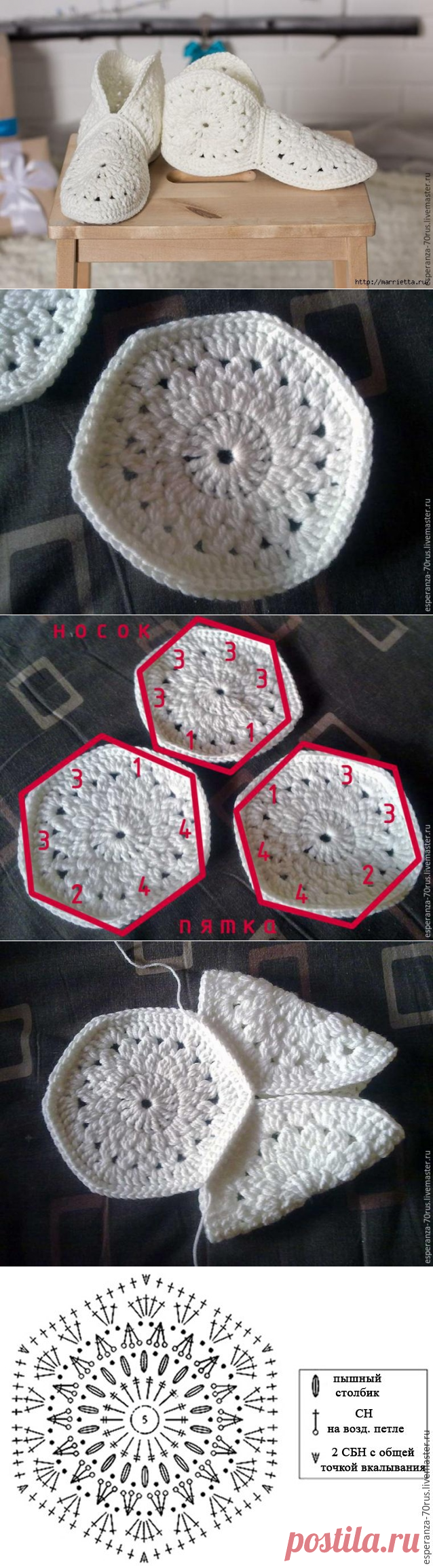 Вяжем крючком уютные комнатные тапочки-сапожки.