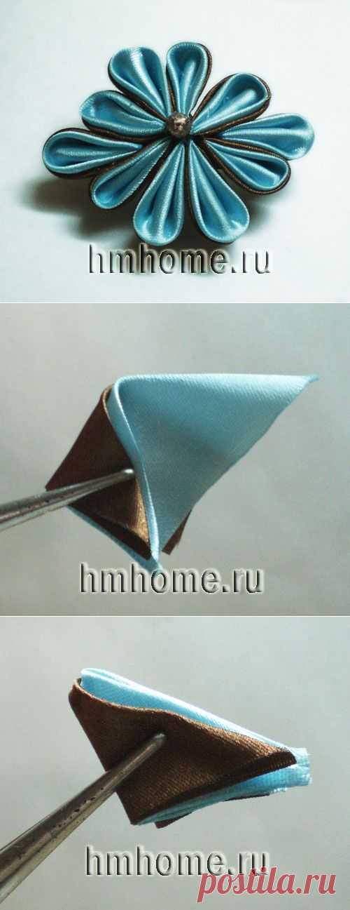 Заколка с цветком канзаши