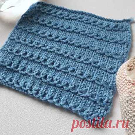 Очень простой рельефный узор спицами, схема узора - Самые красивые узоры спицами