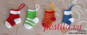 НОВОГОДНИЕ НОСОЧКИ КРЮЧКОМ