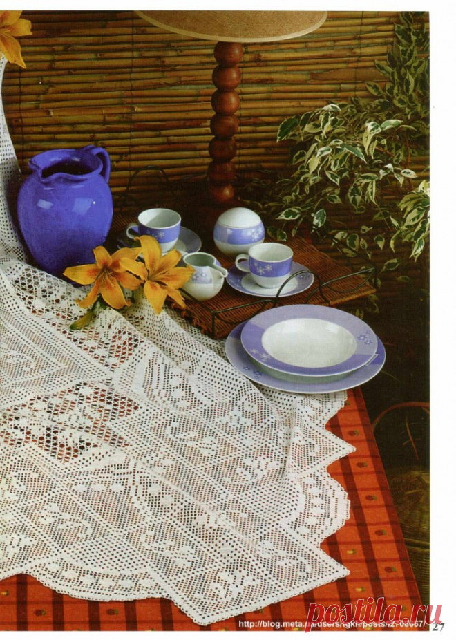 Блог "tgkh". Красивая прямоугольная скатерть вязаная крючком (для столовой, фантазийная), Блог пользователя tgkh