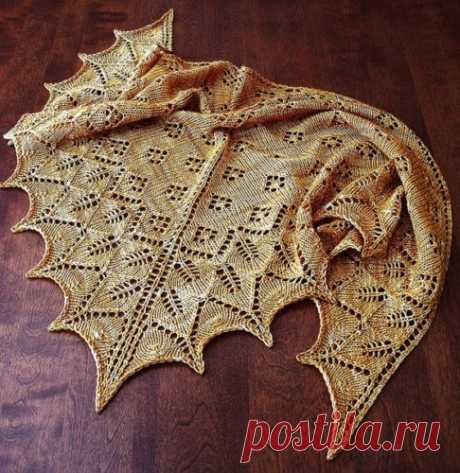 Ажурная шаль спицами "Эштон" (Ashton)