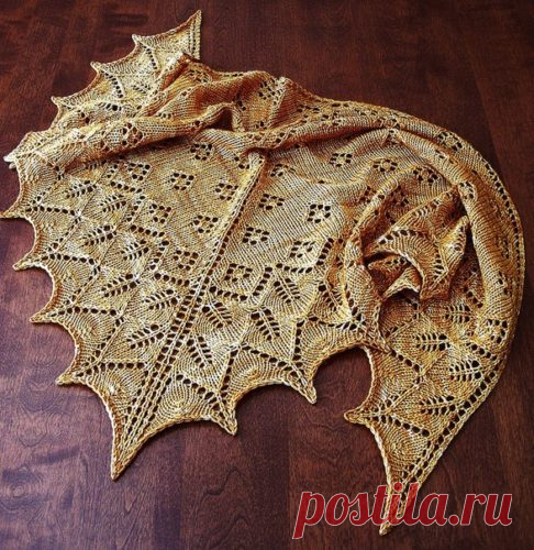 Ажурная шаль спицами 