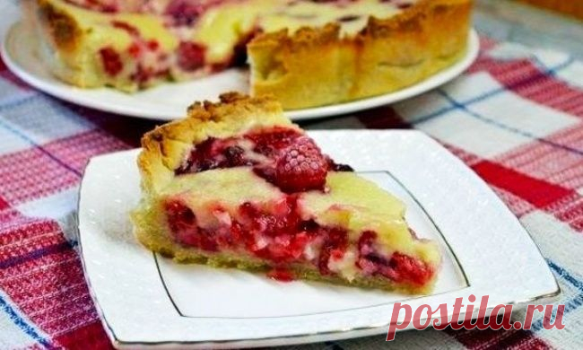 Песочный пирог с малиновой начинкой
