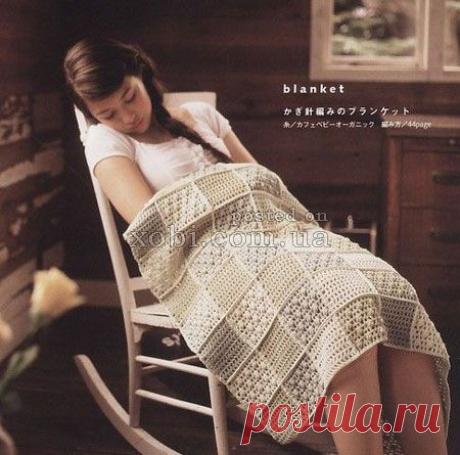 плед из квадратов с разным рисунком