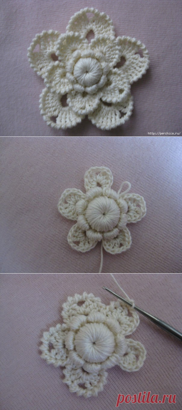 МК цветка в технике ирландского кружева от Инны Данильчук