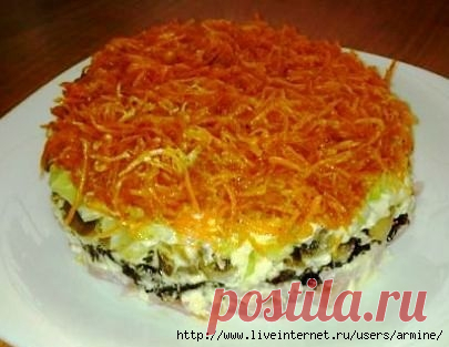 САЛАТ С ГРИБАМИ И КРАСНОЙ РЫБОЙ