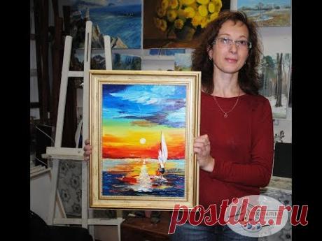 Море мастихином. Мастер класс картина маслом. Морской пейзаж