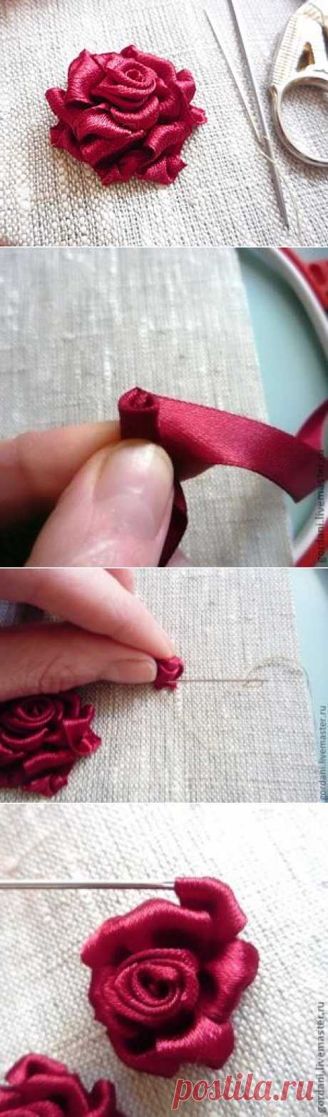 Роза.Вышивка лентами. - Ярмарка Мастеров - ручная работа, handmade