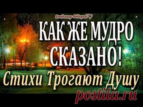 Красивые Стихи до Мурашек – Трогают Душу! Как Же Мудро Сказано! Читает Владимир Фёдоров