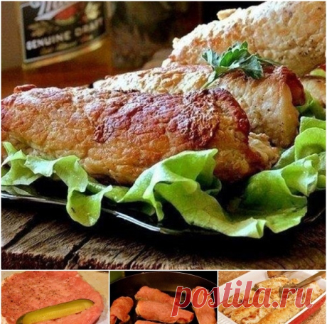 Мясные рулeтики с солёным огурчиком