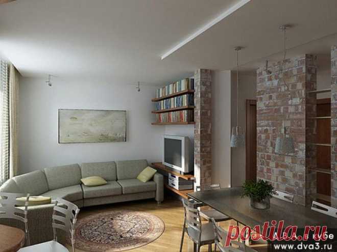 Стильный и современный дизайн интерьера столовой и гостинной.