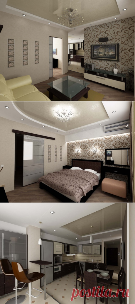 Строгий дизайн двухкомнатной квартиры — Роскошь и уют