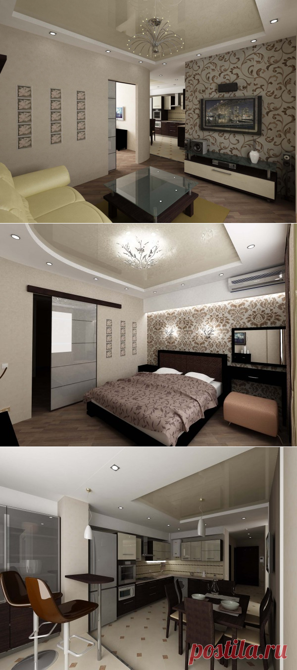 Строгий дизайн двухкомнатной квартиры — Роскошь и уют