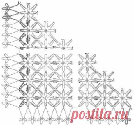 Черная шаль безотрывным вязанием