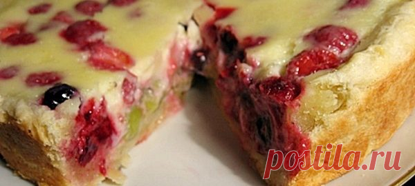 Самый вкусный заливной песочный пирог с ягодами