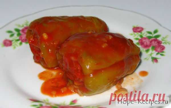 Очень вкусные фаршированные перцы с рисом и грибами в томатном соусе — постный рецепт © Кулинарный блог #Рецепты Надежды