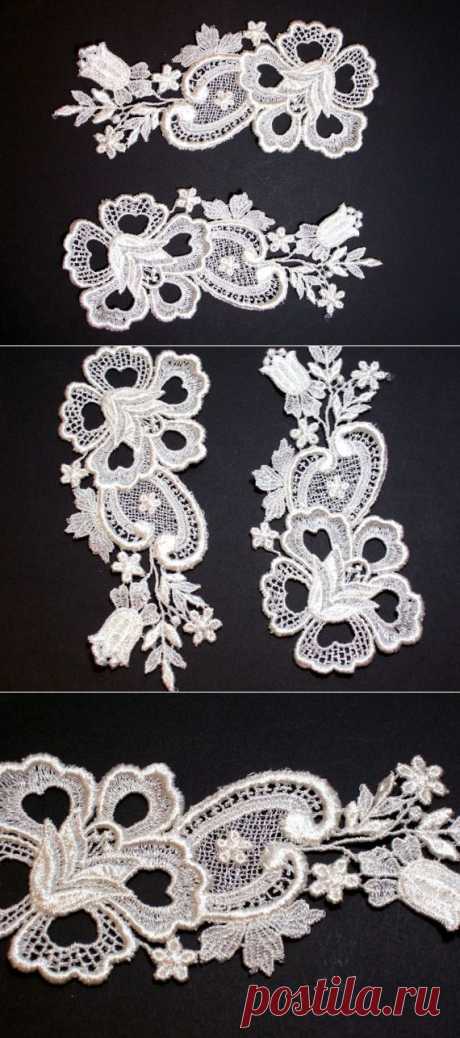 Ivory Venice Lace Flower Appliques x 2 pieces от GriffithGardens