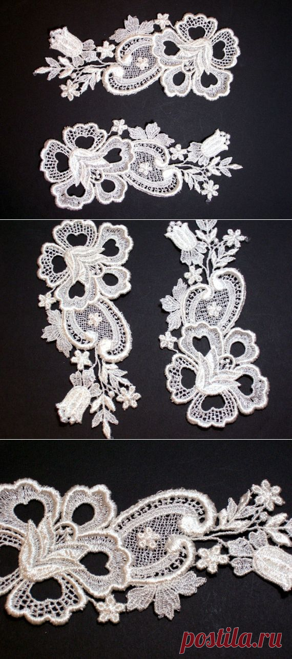 Ivory Venice Lace Flower Appliques x 2 pieces от GriffithGardens