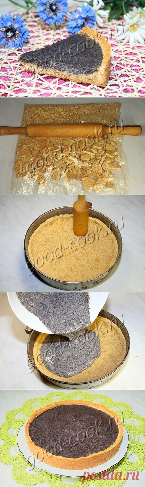 маковый пирог на основе из печенья, рецепт приготовления