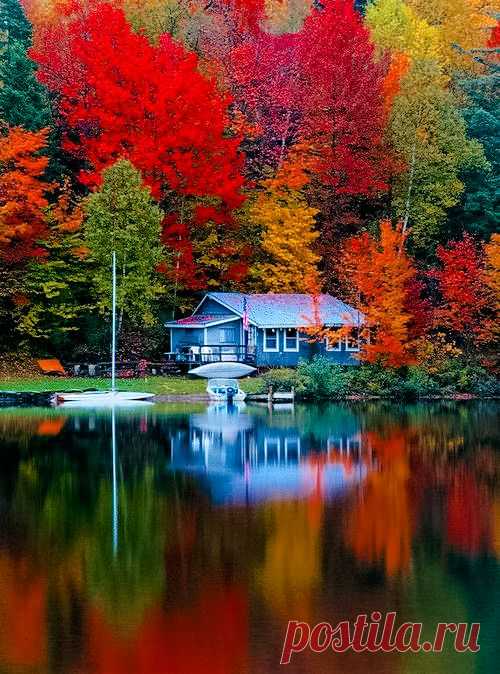 (953) Осенние озера коттедж - потрясающие цвета осени! | Красиво Для