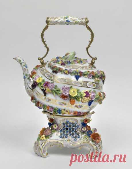 начало 19-го века, Чайник с нагревателем, фарфоровый, Meissen