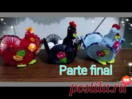 (Parte final) Galinha de croche feita com cds 😍