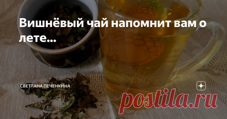Вишнёвый чай напомнит вам о лете... Чай из вишнёвых листьев - чудесный! Чуть уловимый аромат вишни, очень приятная кислинка, янтарный цвет, этот чай делаю каждый год. Если у вас есть участок, на котором растут вишни, не упустите такую возможность. Сейчас как раз самое время сбора листьев для этого чая.  Правильно сделанный чай из вишнёвых листьев ещё и полезный. Лист не просто сушу, а ферментирую, так более выраженный и яркий вкус
