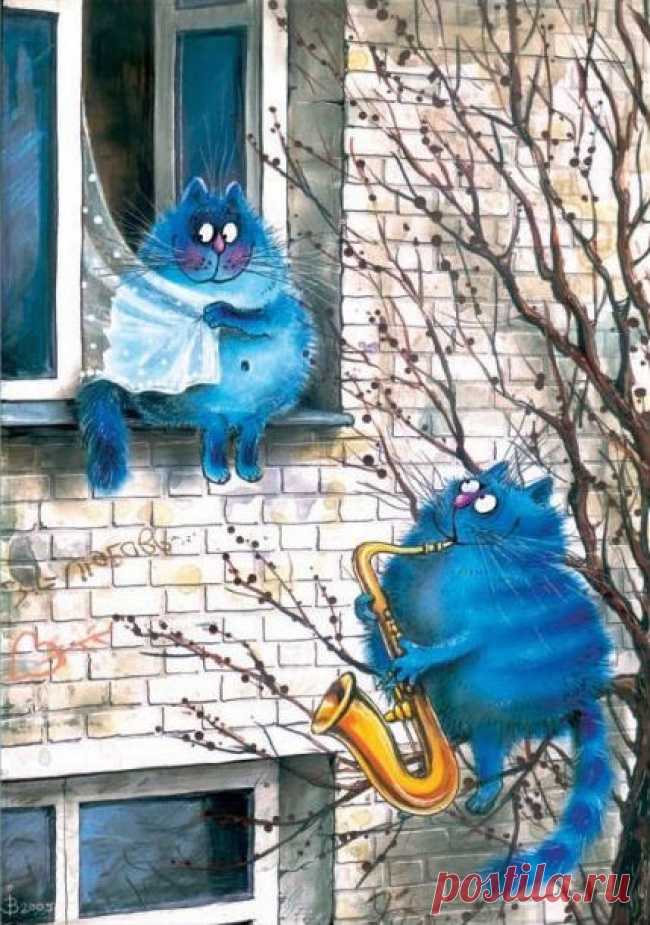 20 синих котов, нарисованных с любовью