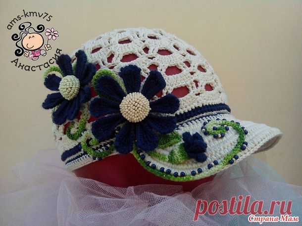 Кепка-бейсболка с козырьком и цветами - МК