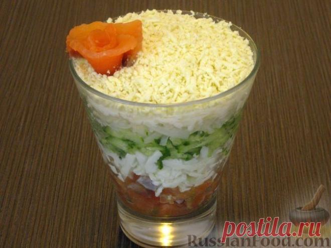 Нежный салат-коктейль с семгой на RussianFood.com