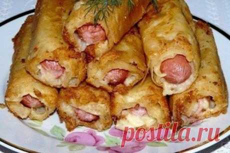 Сосиски с картофелем в тонком лаваше