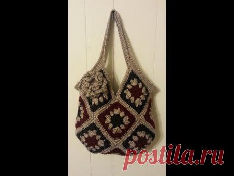 #Crochet 13 square granny square Handbag Purse #TUTORIAL