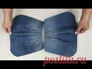 Сумка с выточками из старых джинсов