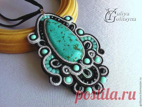 Сутажная подвеска &quot;Каменный цветок&quot; - сутажная техника,сутажное украшение