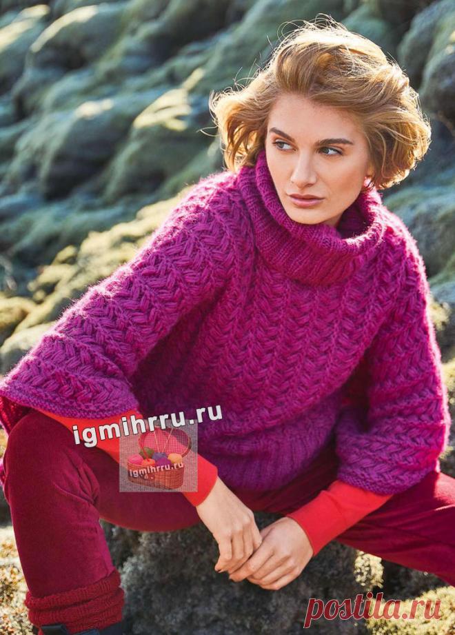 Прямоугольный джемпер, связанный поперек. Вязание спицами со схемами и описанием