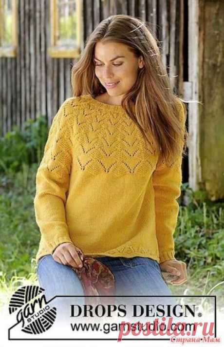 Джемпер Golden Fairy. Спицы. Размеры: S - M - L - XL - XXL - XXXL  Вам потребуется: пряжа DROPS LIMA от Garnstudio 550-600-650-700-800-850 гр. цвет 2923, золото;