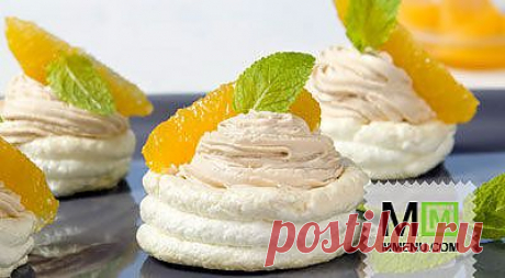 Меренговые корзиночки с кофейным кремом и апельсином - кулинарный рецепт. Миллион Меню