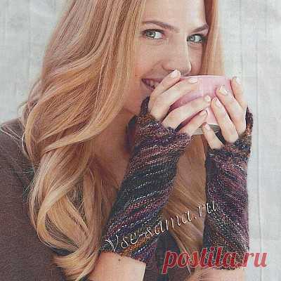 Митенки из меланжевой пряжи Митенки из меланжевой пряжи, вяжутся спицами. Размер: обхват 18-20 см