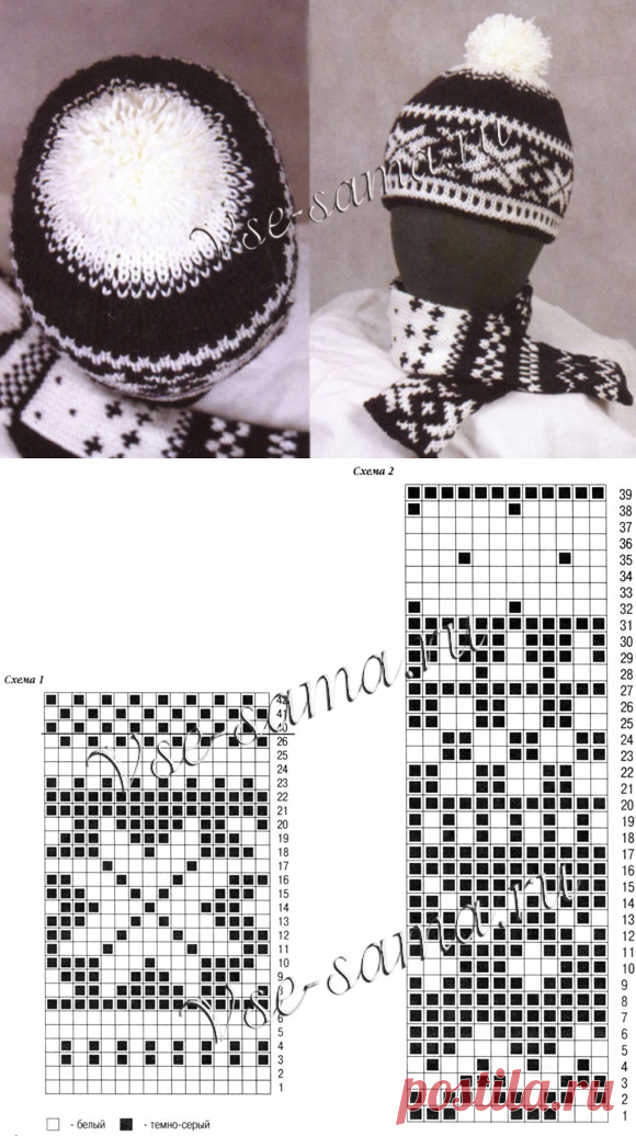 Шапочка и шарфик с орнаментом 