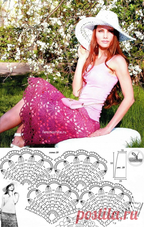 Юбка брусничного цвета связанная крючком / Рукоделие / Домоводство / Женские секреты / Женский стиль