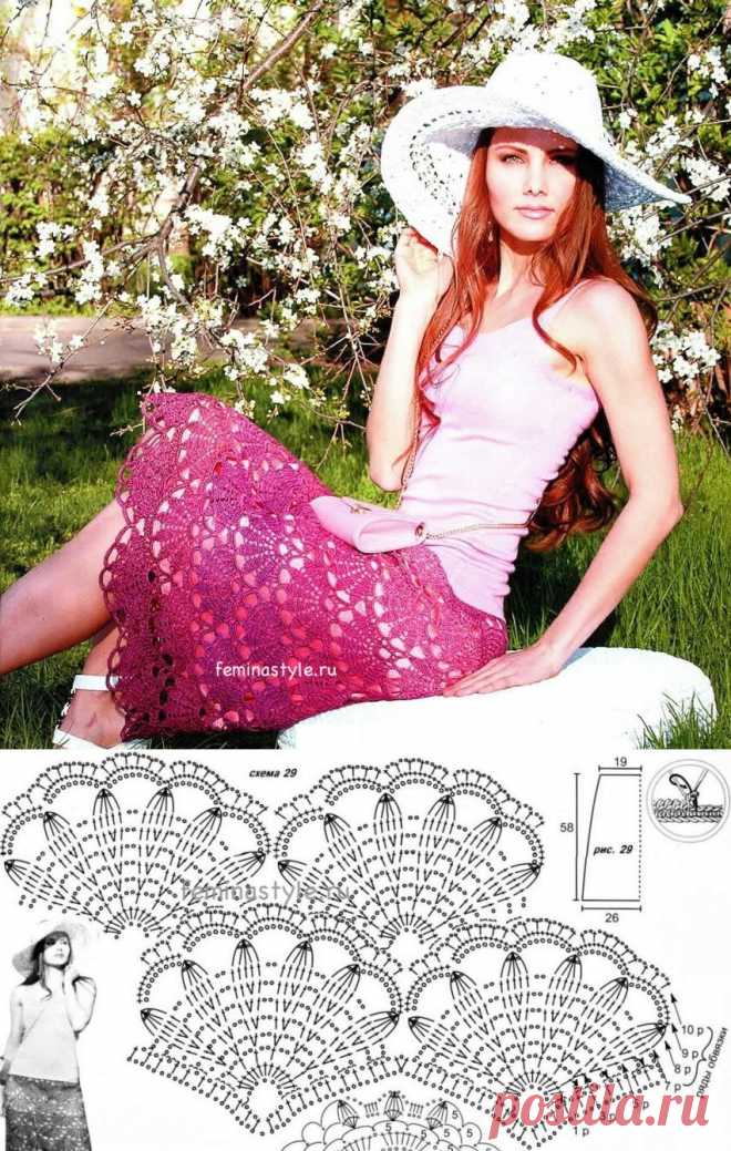 Юбка брусничного цвета связанная крючком / Рукоделие / Домоводство / Женские секреты / Женский стиль