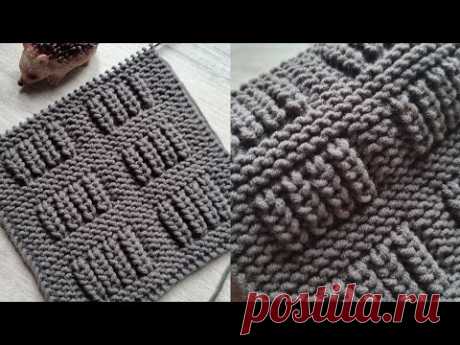 Секционный узор спицами с эффектом жемчужной резинки ❤️🧶knitting pattern.