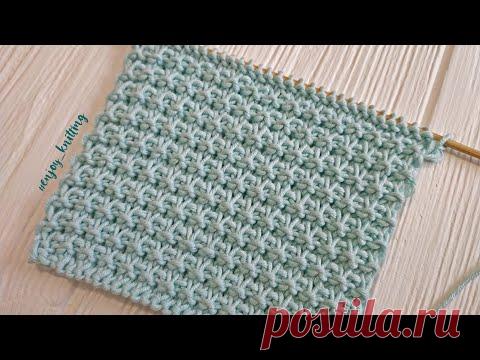 Простой Вафельный узор спицами, описание и видео-урок, Узоры для вязания спицами