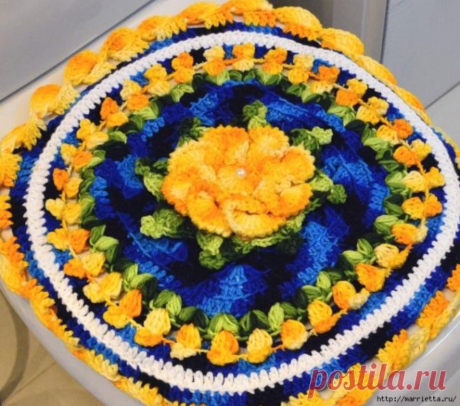 Крючком. Красивый комплект для ванной комнаты