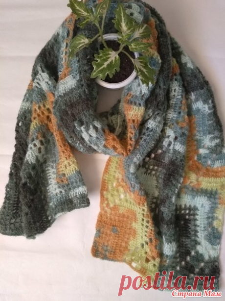 Палантин Зигзаг от угла, крючком - Вязание - Страна Мам
