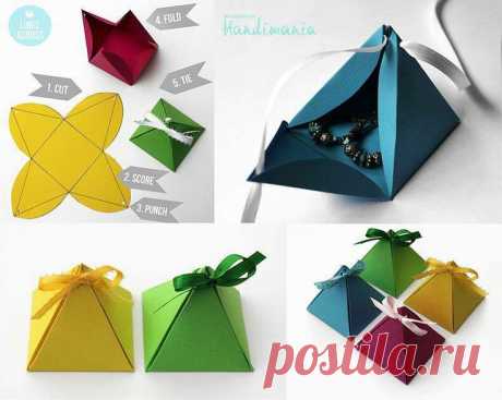 Подарочная коробка  в форме пирамидки.| www.FabArtDIY.com