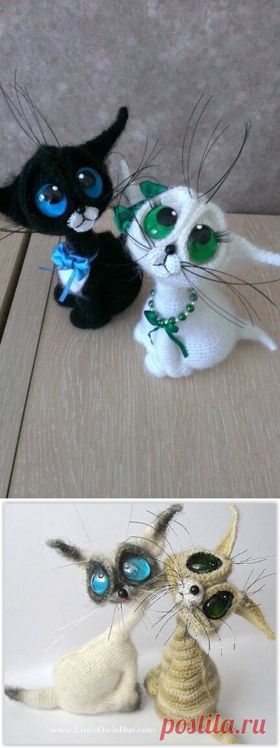 Милые котята с огромными глазами, вязанные крючком!